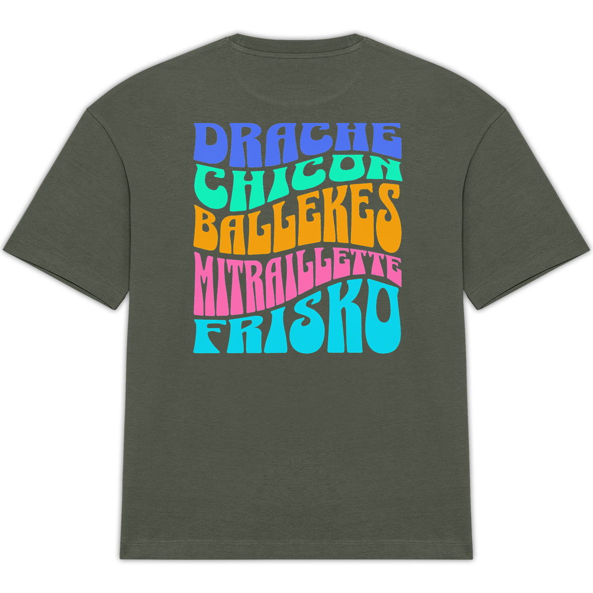 T-shirt oversized Drache, Chicon, Mitraillette, Frisko 100% voton bio
