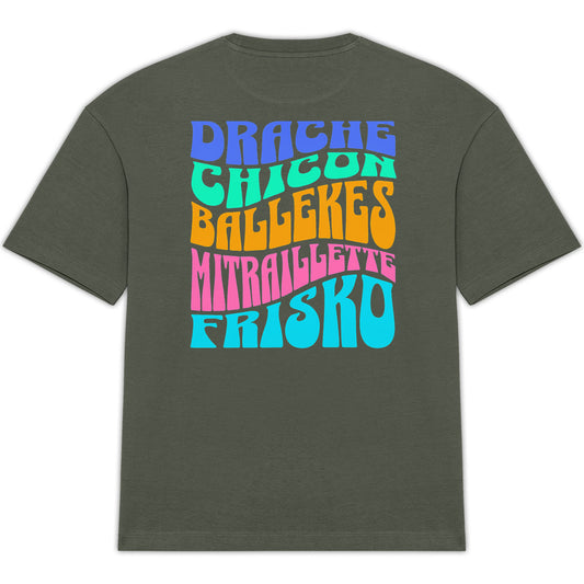 T-shirt oversized Drache, Chicon, Mitraillette, Frisko 100% voton bio