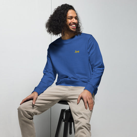 Sweatshirt brodé point Be, porté par un homme