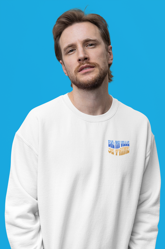 Sweatshirt Bruxelles ma ville ivoire, porté par un homme