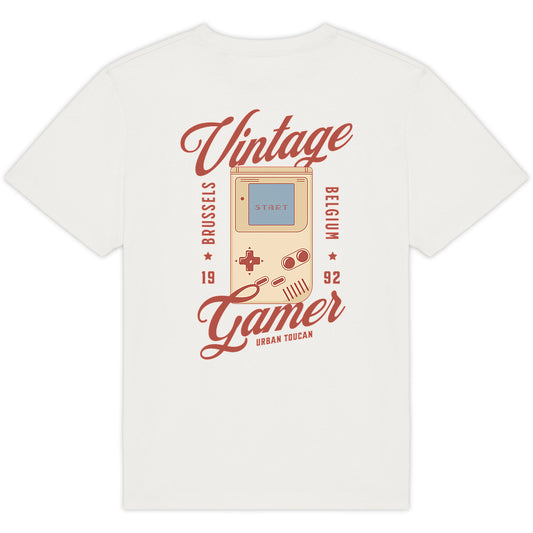 T-shirt oversize Brussels Vintage Gamer blanc, vue de dos
