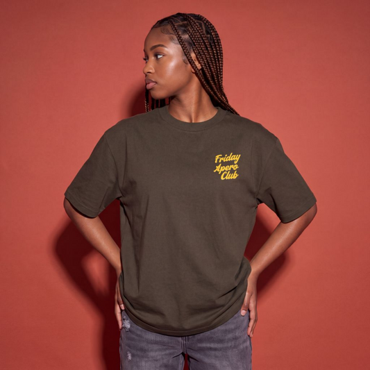 t-shirt oversize friday apero club kaki femme face