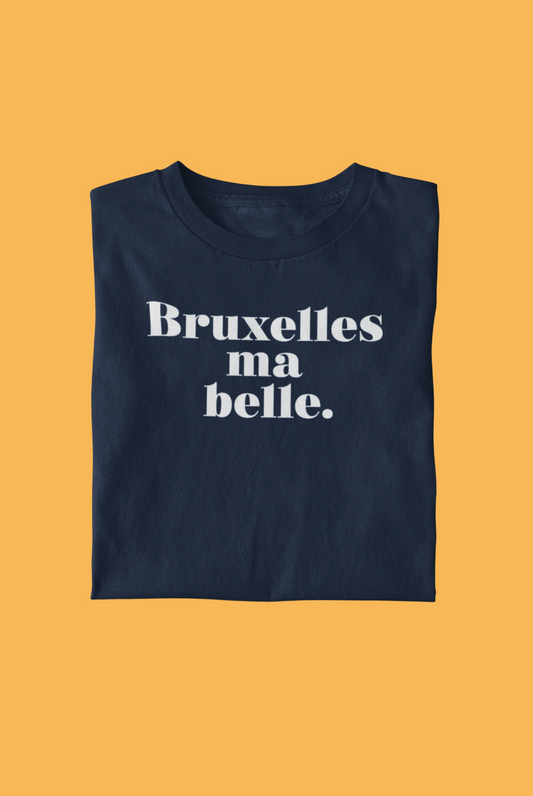T-shirt unisexe "Bruxelles ma belle" bleu marine 100% coton biologique