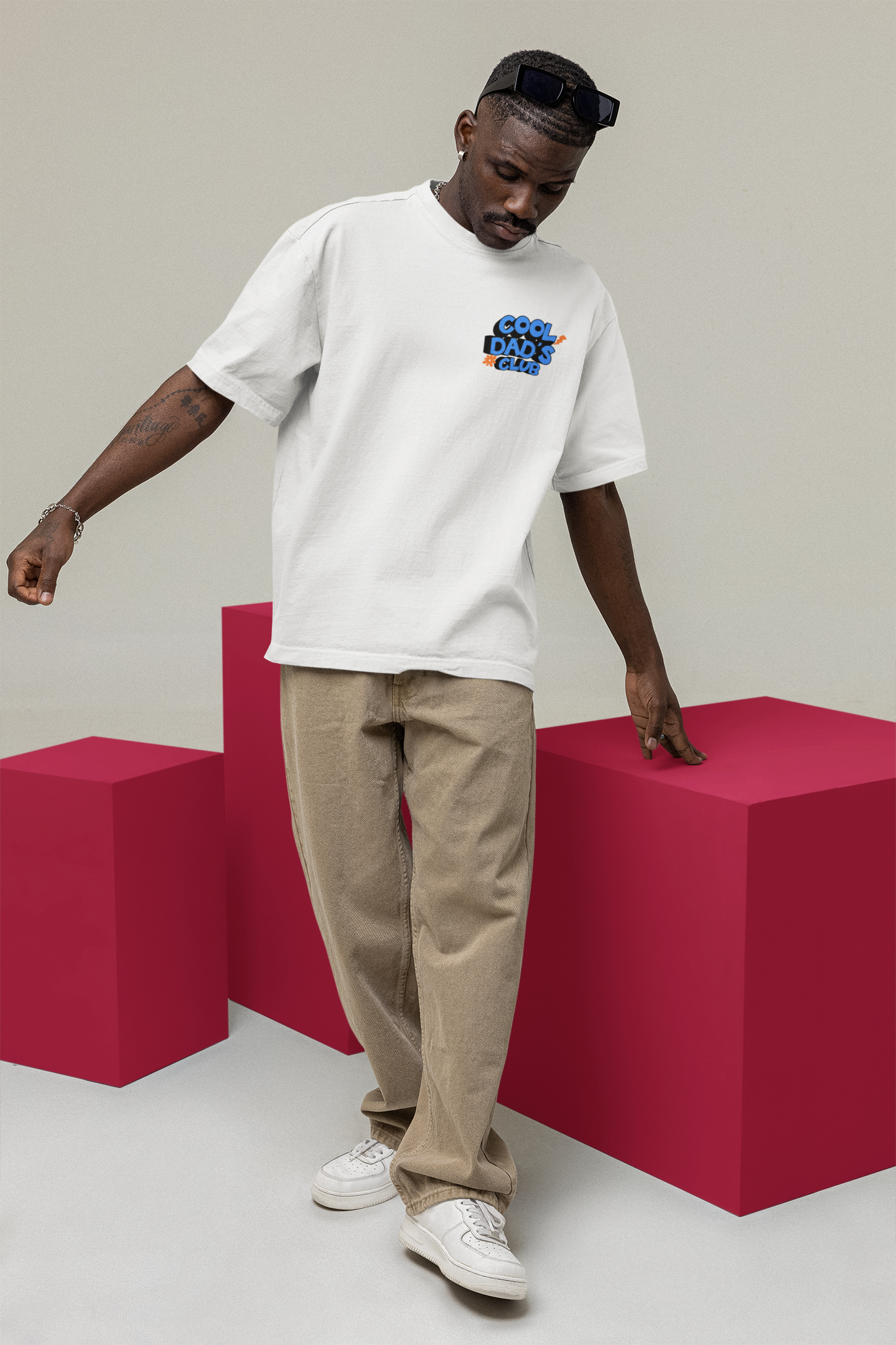 T-shirt oversized "Cool Dad's Club" 100% coton biologique