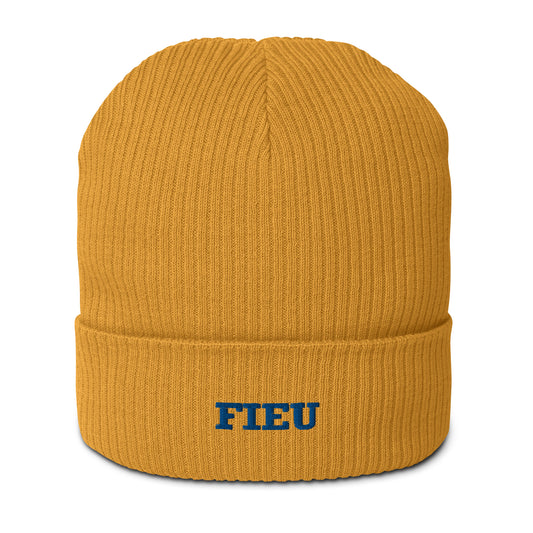 Bonnet côtelé Fieu jaune moutarde, vue de face