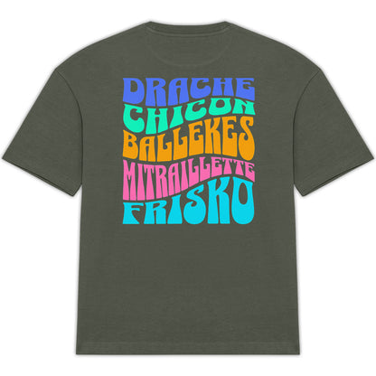 T-shirt oversized Drache, Chicon, Mitraillette, Frisko 100% voton bio