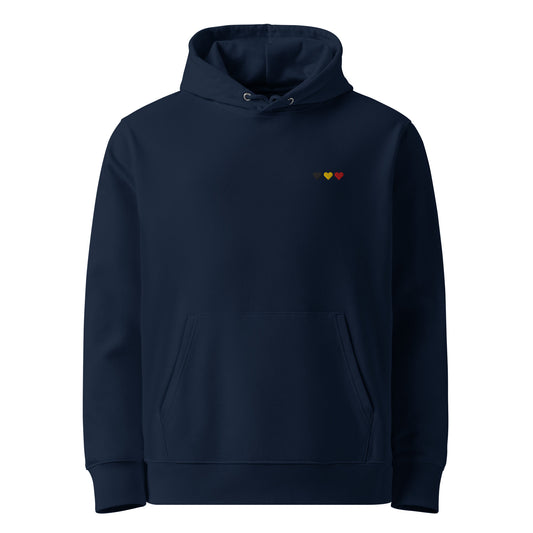 Hoodie coeur sur toi bleu marine, vue de face