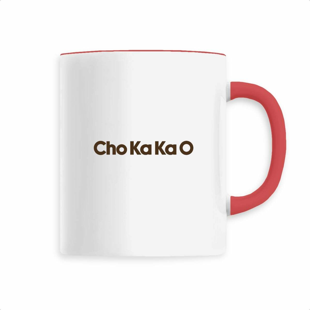 Mug Cho Ka Ka O rouge, vue de face