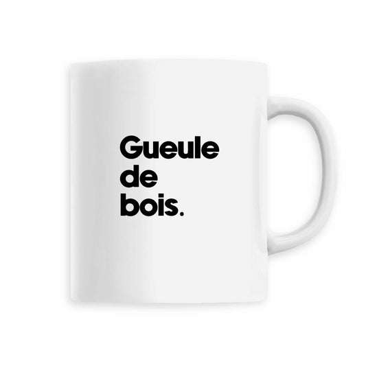 Mug Gueule de bois blanc, vue de face