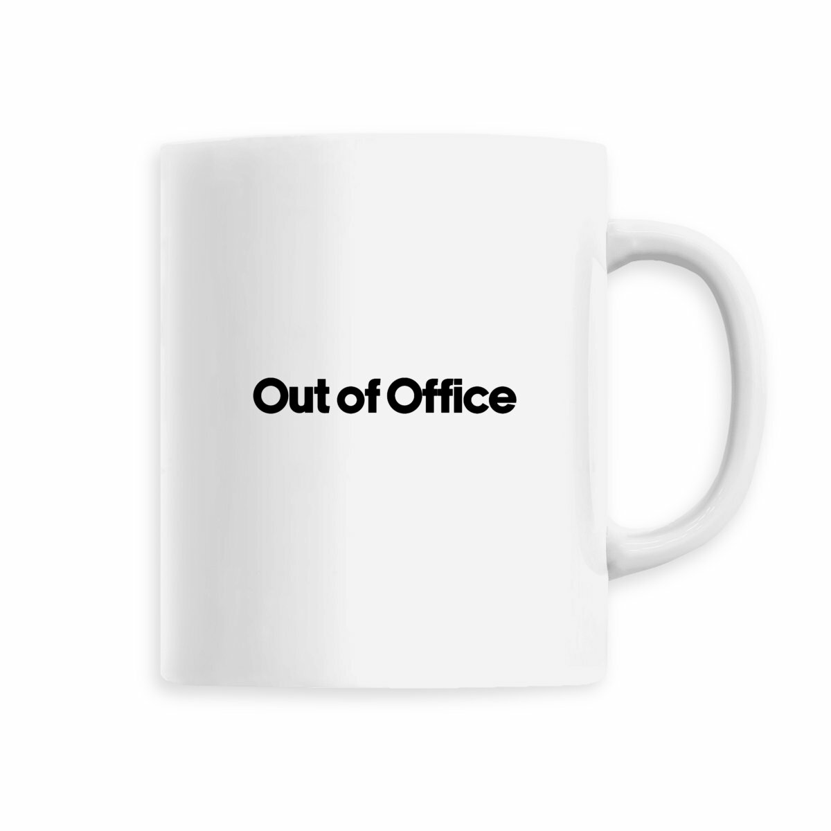 Mug Out of Office blanc, vue de face