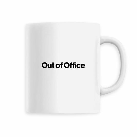 Mug Out of Office blanc, vue de face