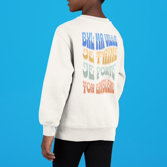 Sweatshirt enfant "Bruxelles ma ville je t'aime" en coton biologique