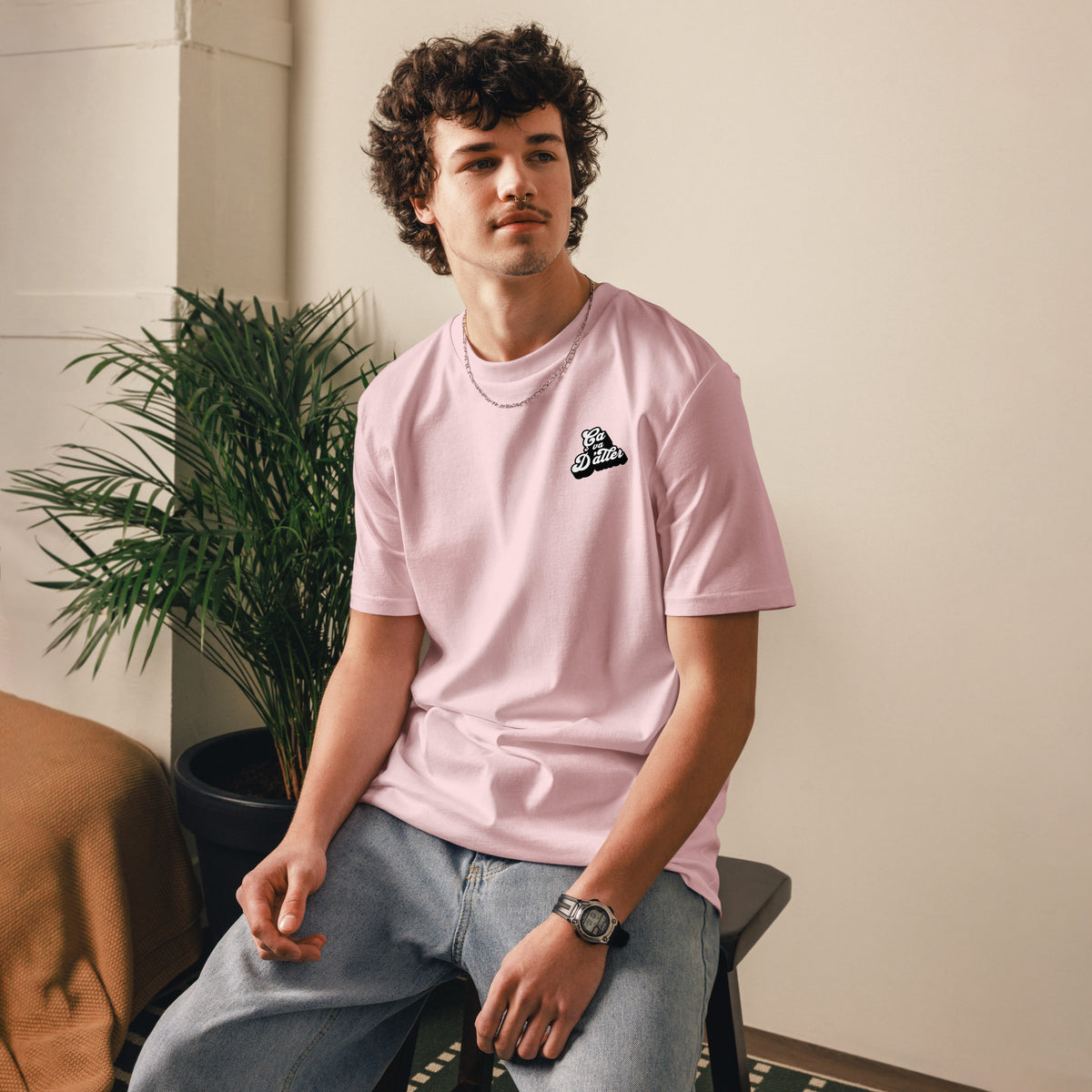 T-shirt Ça va d'aller rose, vue de face