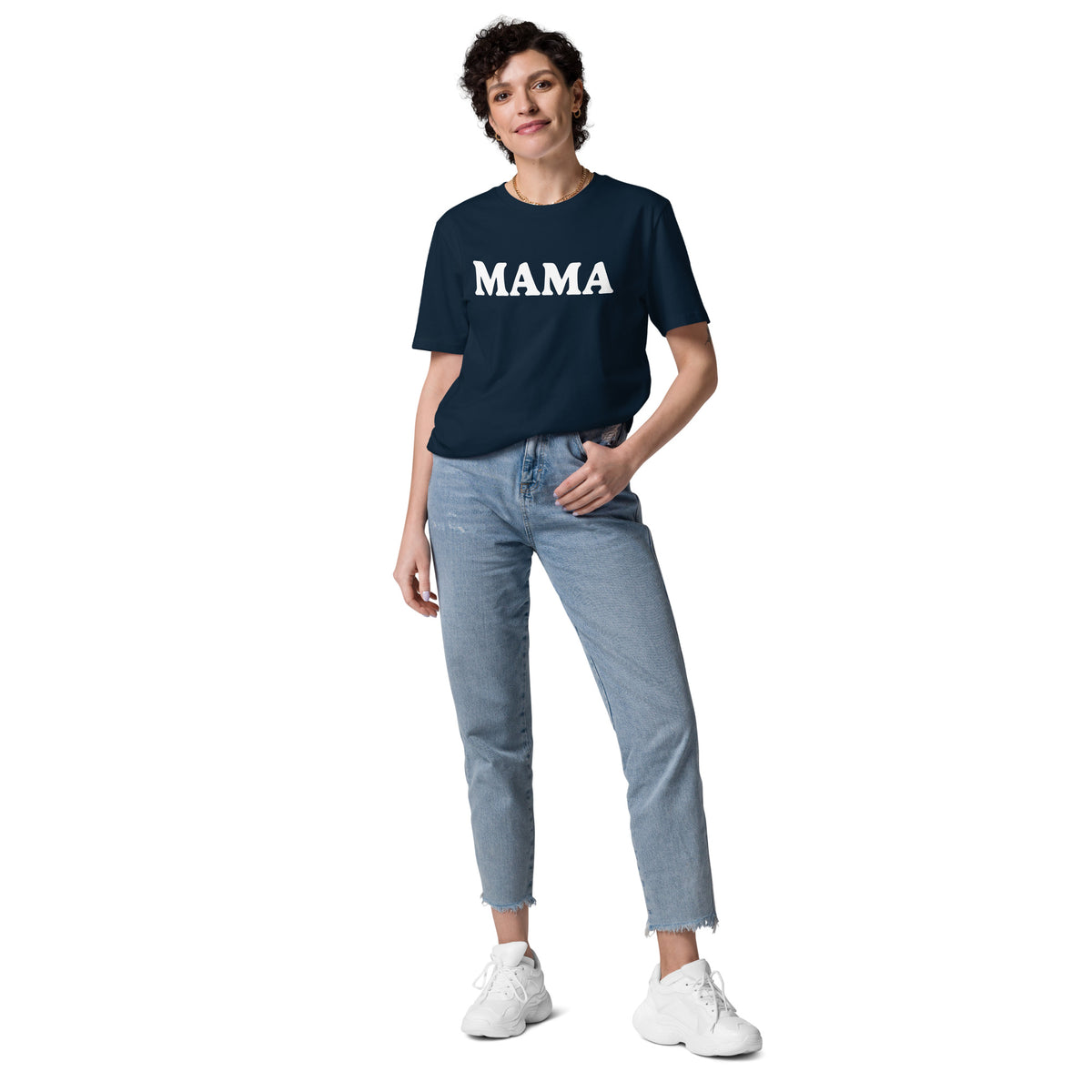 T-shirt Mama bleu marine, vue de face