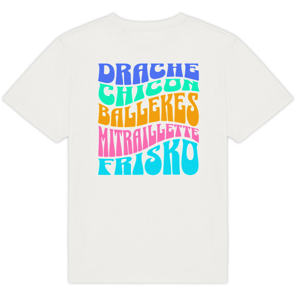 T-shirt oversize Drache, Chicon, Mitraillette, Frisko blanc, vue de dos