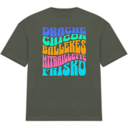 T-shirt oversize Drache, Chicon, Mitraillette, Frisko kaki, vue de dos