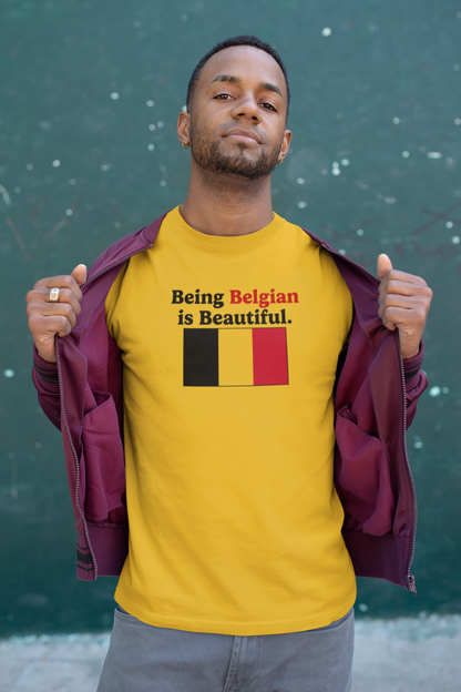 T-shirt "Being Belgian is Beautiful" unisexe coton biologique