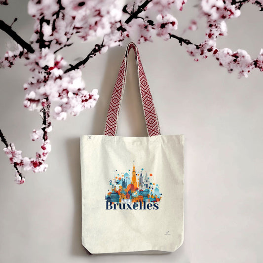 Tote-bag ethnique Brussels Abstract Art bleu