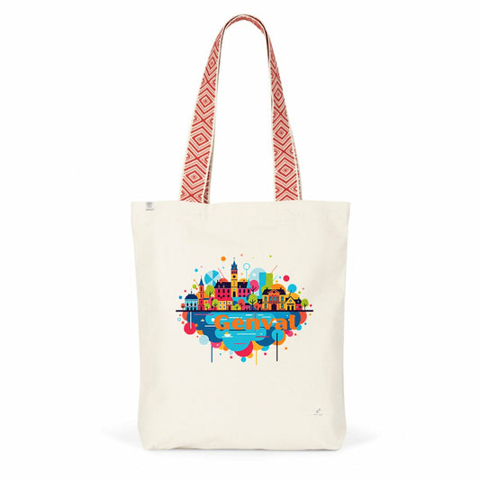 Tote-bag ethnique Genval Edition rouge, vue de face