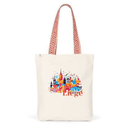 Tote-bag ethnique Liège Art Fusion rouge, vue de face