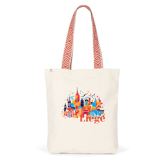 Tote-bag ethnique Liège Art Fusion rouge, vue de face