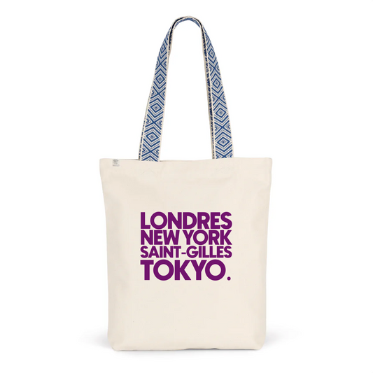 Tote-bag ethnique Saint-Gilles bleu