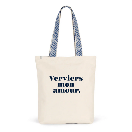 Tote-bag ethnique Verviers mon amour bleu